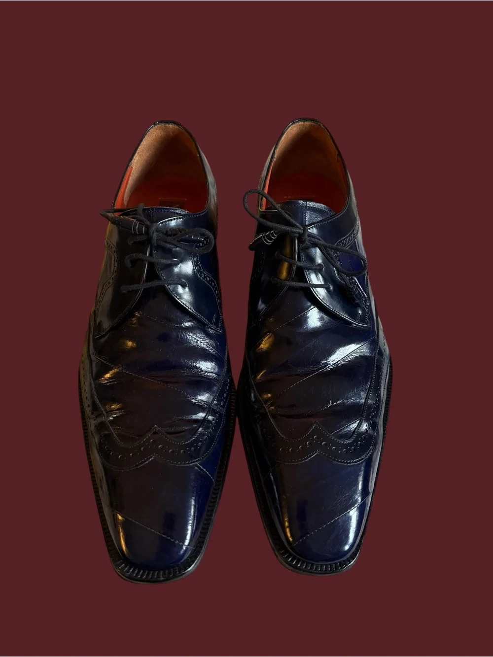 Mezlan Blue Leather Wingtip Oxford Dress Shoes Mens Size Size 13 Luxury Spain